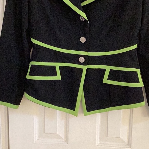 Cache Unique & Rare Vintage Black Jacket w/ Chartreuse Trim - Picture 3 of 9